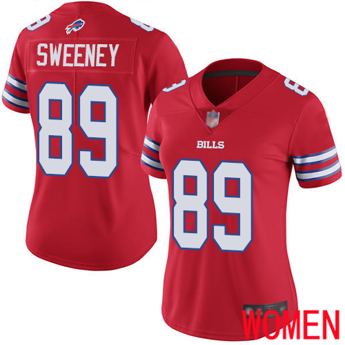 Women Buffalo Bills #89 Tommy Sweeney Limited Red Rush Vapor Untouchable NFL Jersey